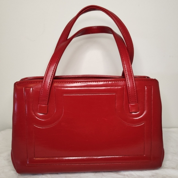 50s Shiny Red Purse Handbag - Picture 2 of 15